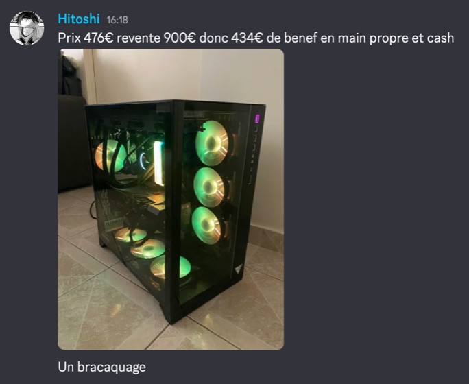 Capture d'un membre postée dans le canal benef