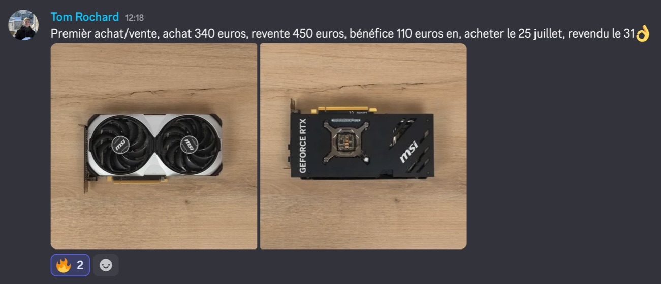 Capture d'un membre postée dans le canal benef