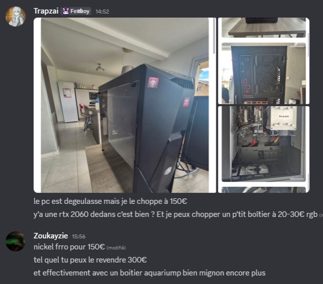Capture d'un membre postée dans le canal benef