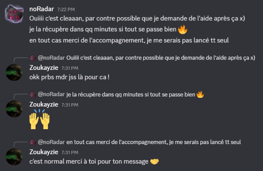 Capture d'un membre postée dans le canal benef