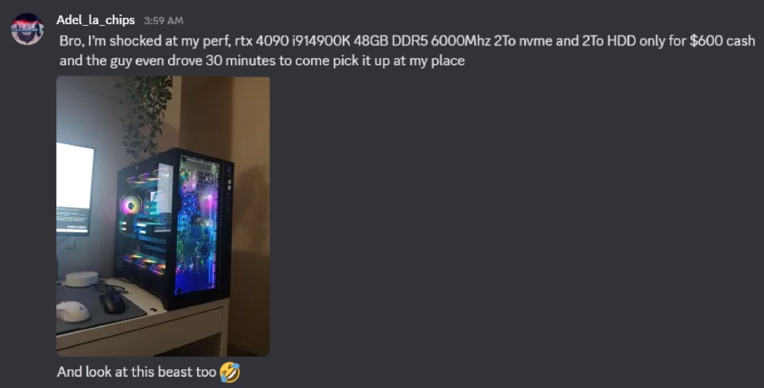 Screenshot posted by a member in the profits channel