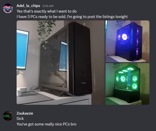 Screenshot posted by a member in the profits channel