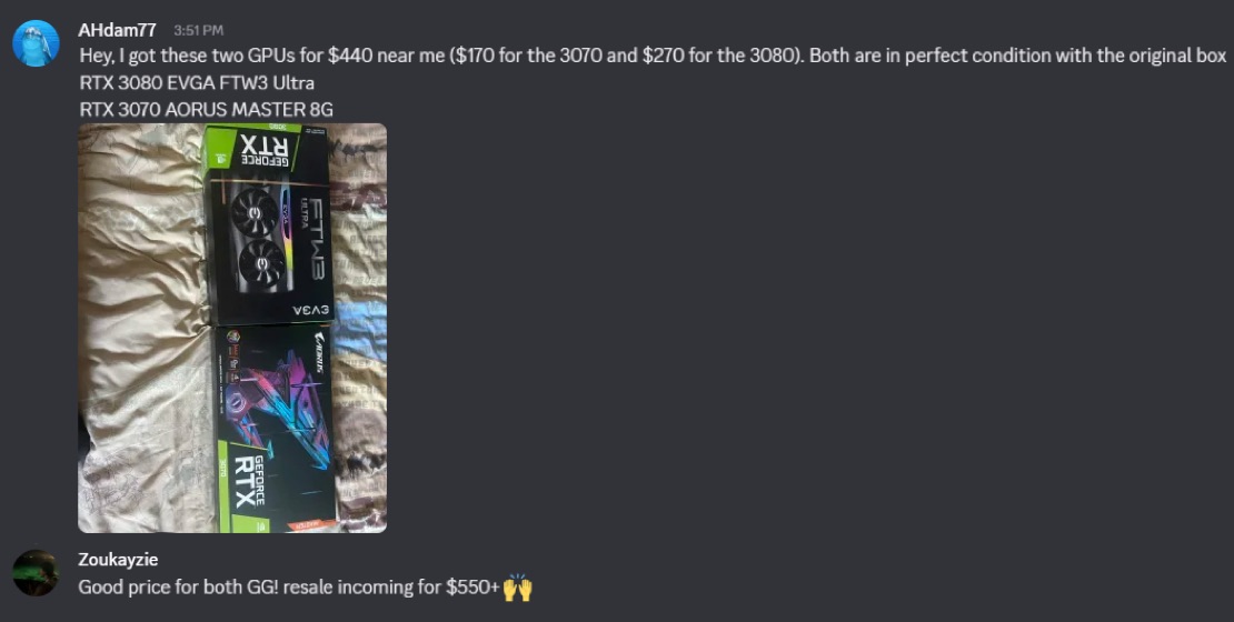 Screenshot posted by a member in the profits channel