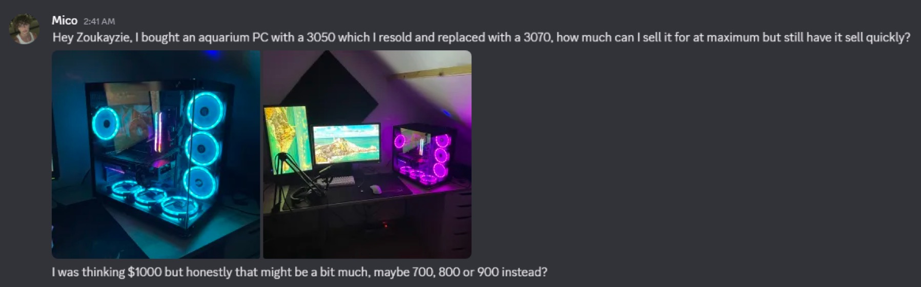 Screenshot posted by a member in the profits channel