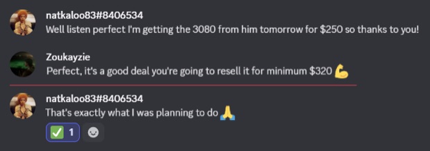 Screenshot #12: result posted by a member in the profits channel