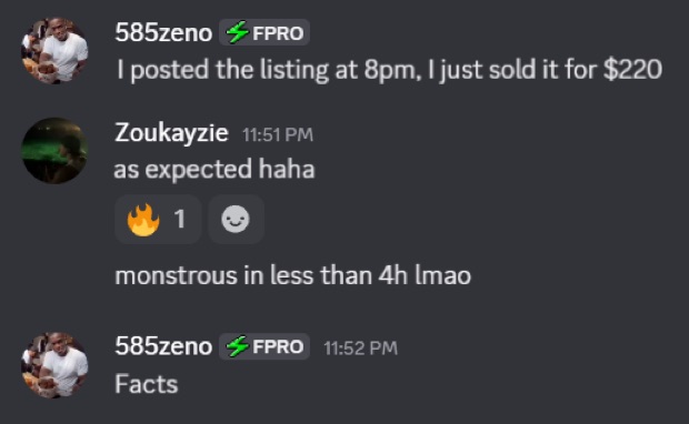 Screenshot #20: result posted by a member in the profits channel