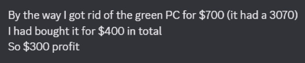 Screenshot #24: result posted by a member in the profits channel