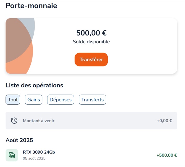 Capture n°9 : résultat publié par un membre dans le canal benef