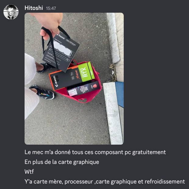 Capture n°25 : résultat publié par un membre dans le canal benef